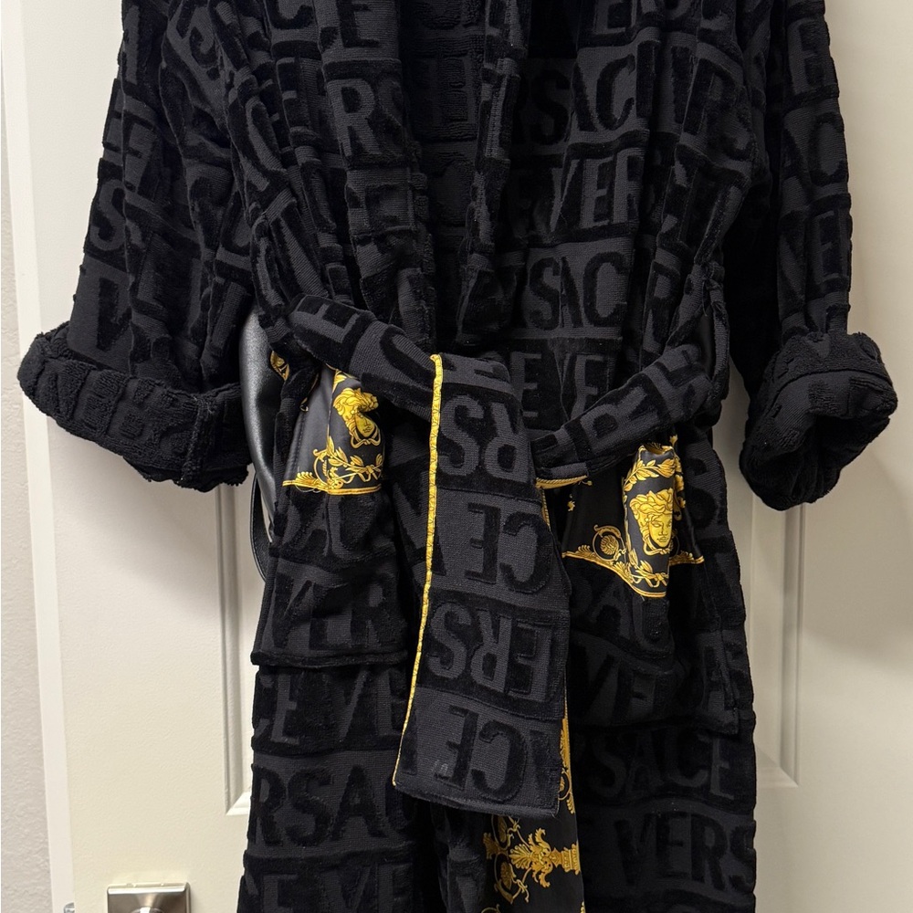 Versace Black Robe with Gold Detailing